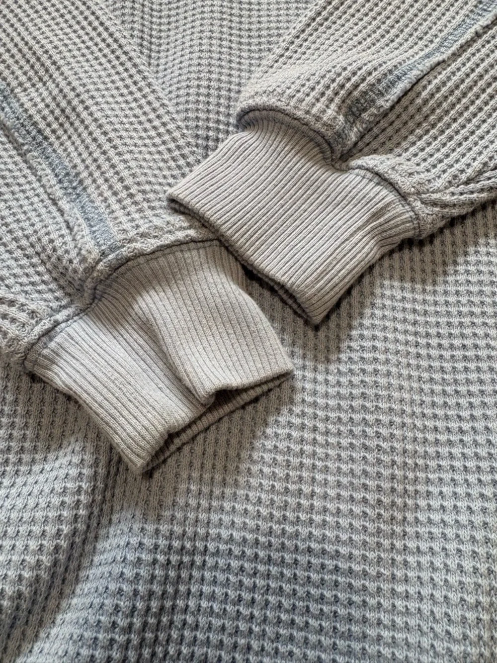 Aerie Light Blue Waffle-Knit Crewneck Sweater Womens size XS oversized fit